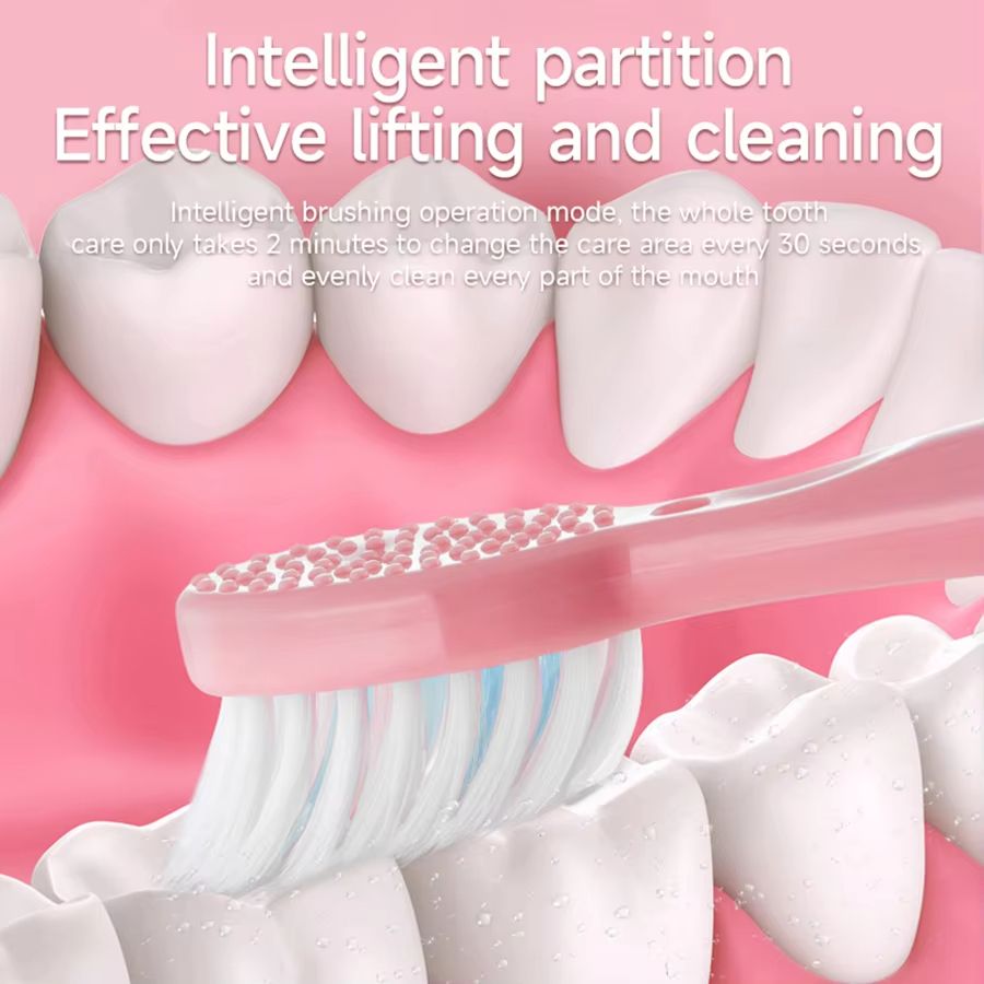 1pc White/Pink Electric Toothbrush Adult Model Soft Bristle Electric Toothbrush Battery Model Family Set Electric Toothbrush