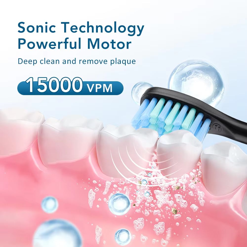 Electric Sonic Toothbrush 2-Minute Smart Timer 6 Modes Deep Clean With 4 Brush Heads Oral Care Rechargeable for Adults