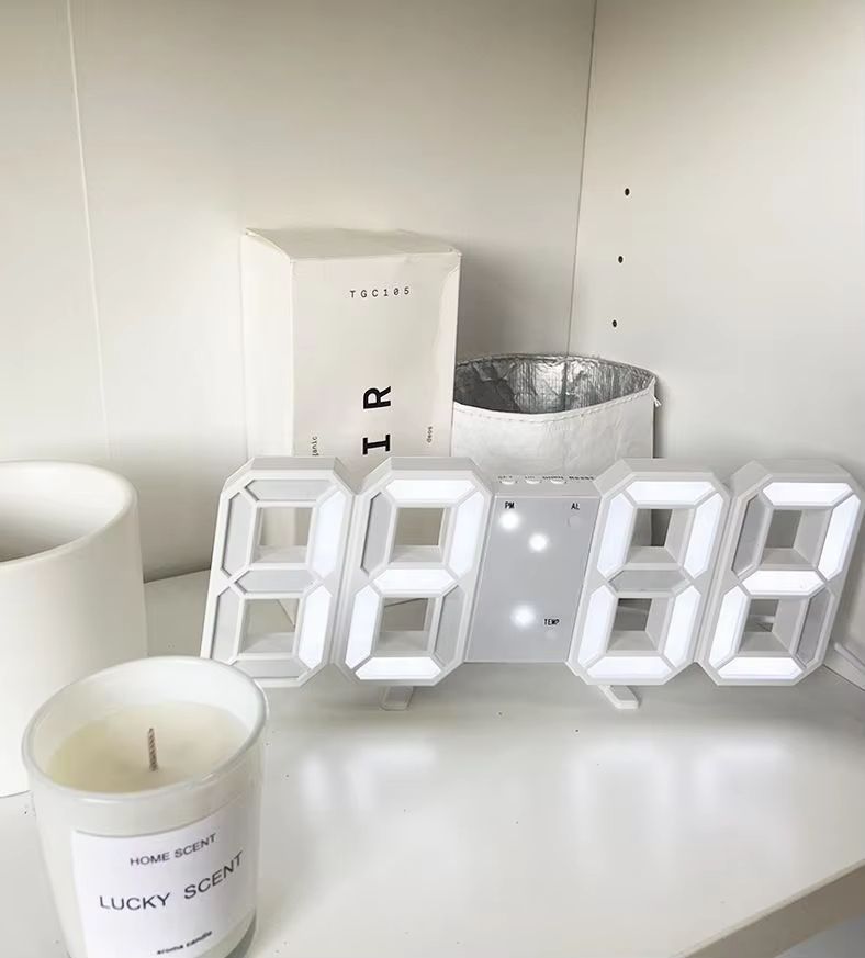 3D digital alarm clock desktop clock wall-mounted living room electronic clock home bedroom ornament clock table clock