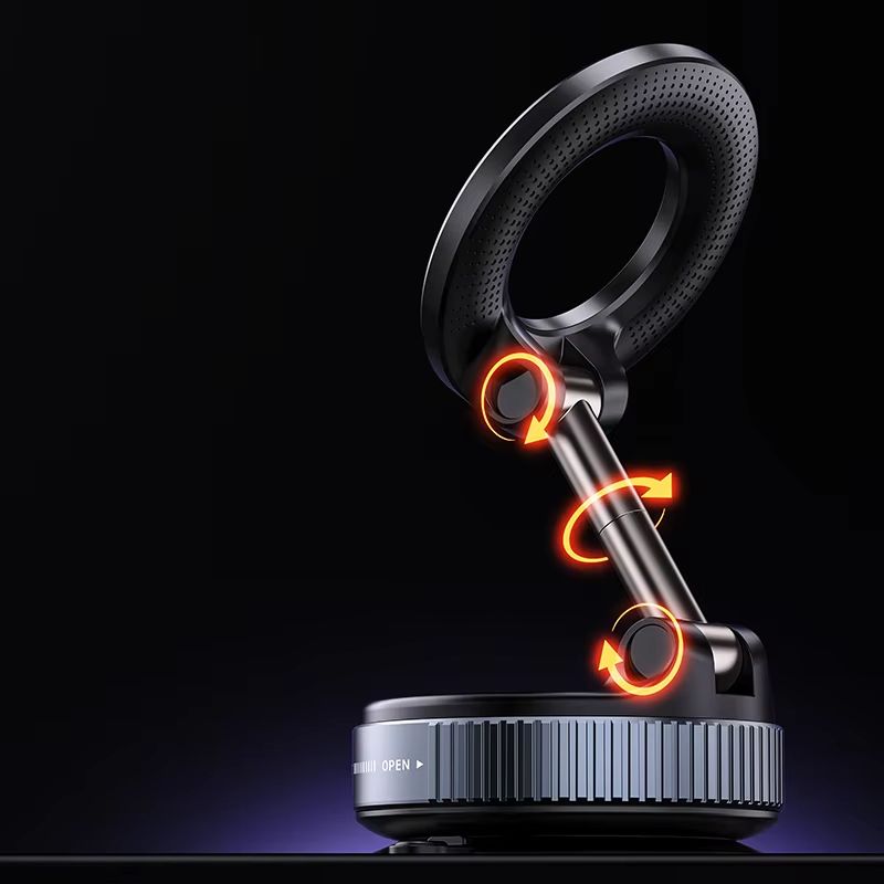 Car Mount Vacuum Magnetic Holder Foldable Strong Suction Stand For Cell Phone For iphone 16 15 12 13 14 Live Streaming