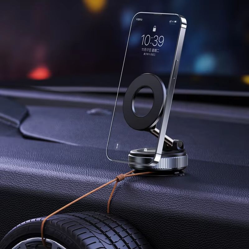 Car Mount Vacuum Magnetic Holder Foldable Strong Suction Stand For Cell Phone For iphone 16 15 12 13 14 Live Streaming