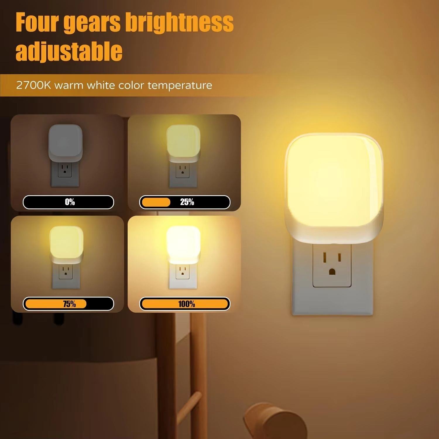1pc/2pcs Plug in Night Lights Nightlight Plug Into Wall Dusk to Dawn Sensor LED Night Light for Bedroom, Hallway, Kitchen