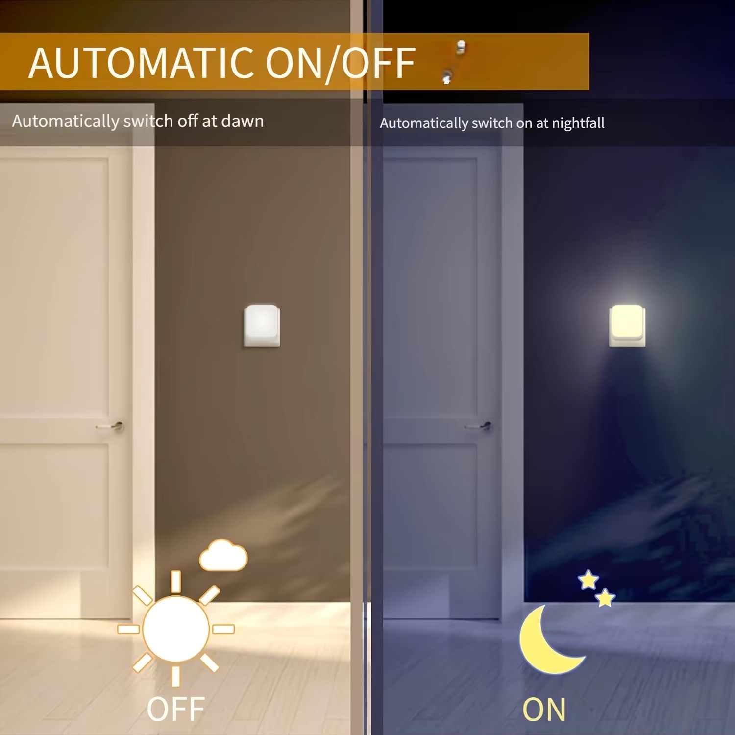1pc/2pcs Plug in Night Lights Nightlight Plug Into Wall Dusk to Dawn Sensor LED Night Light for Bedroom, Hallway, Kitchen