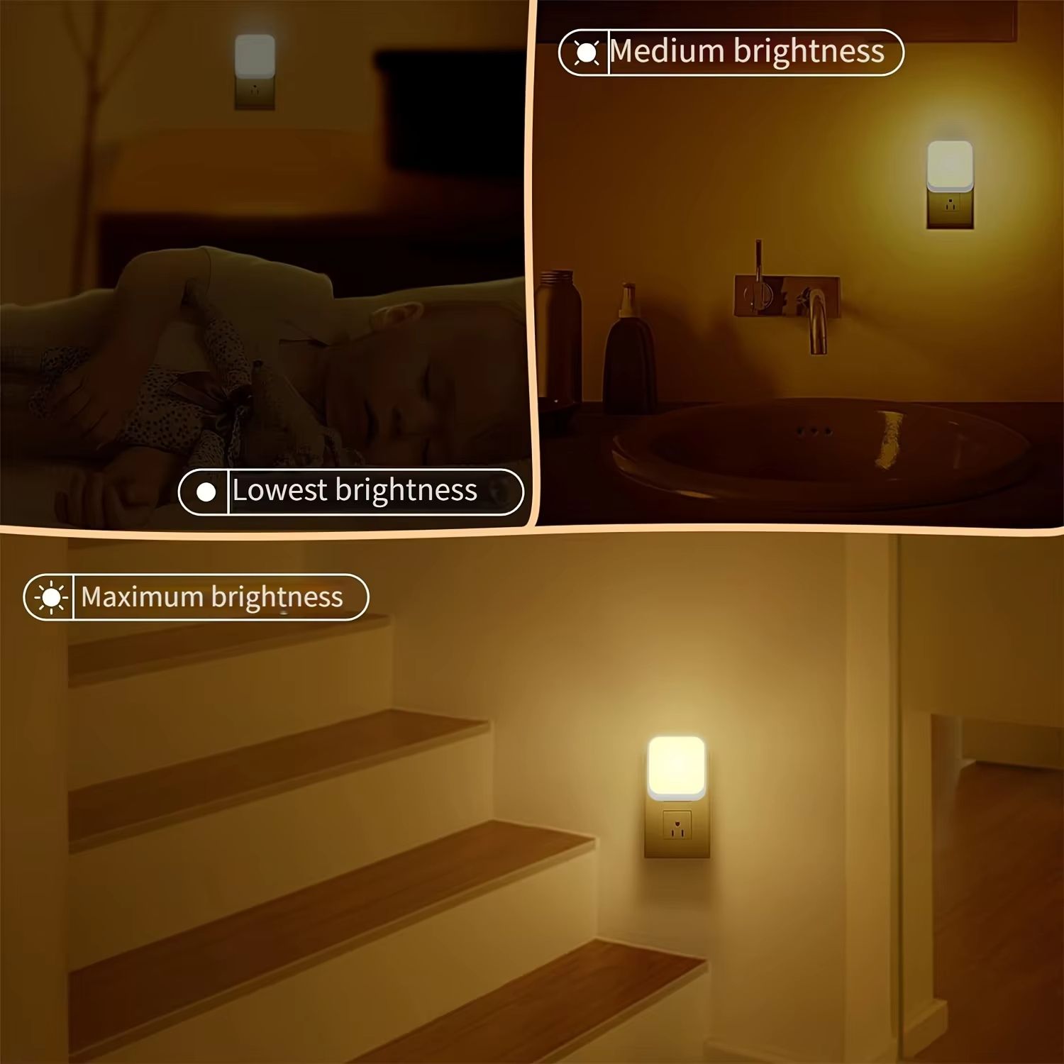 1pc/2pcs Plug in Night Lights Nightlight Plug Into Wall Dusk to Dawn Sensor LED Night Light for Bedroom, Hallway, Kitchen