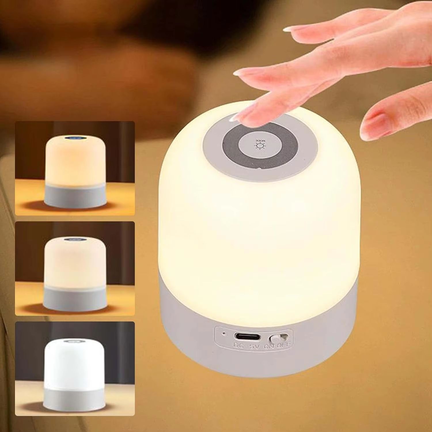 1pcPortable Baby Night Light,3 Colours Egg Light for Nursery,Rechargeable Night Light for Kids,Small Cordless Table&Bedside Lamp