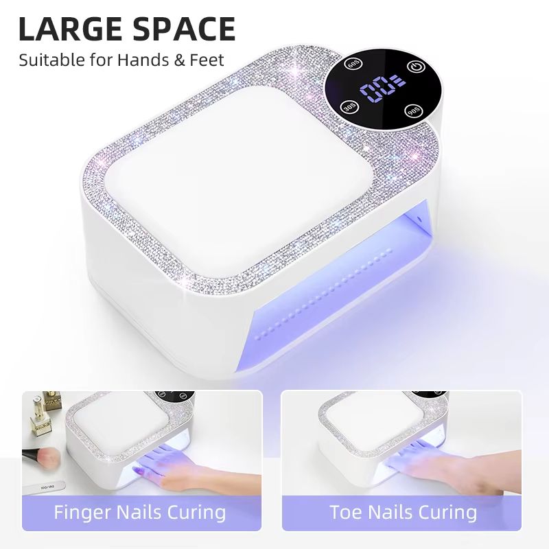 Rechargeable UV LED Nail Lamp Cordless Nail Dryer With Hand Pillow And Smart Sensor For Home & Salon To Curing All Gel