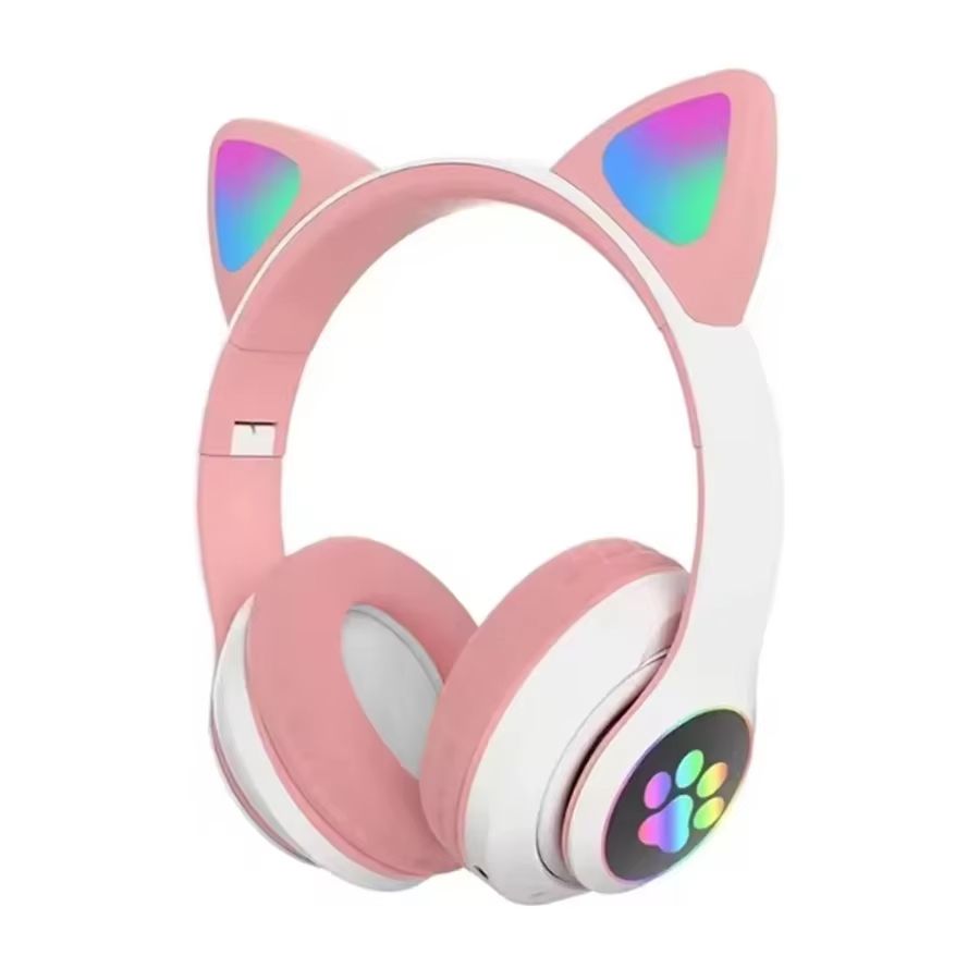 New Flash Light Cute Cat Ears Wireless Headphone with Mic Control LED Kid Girl Stereo Music Helmet Phone Bluetooth Headset Gift