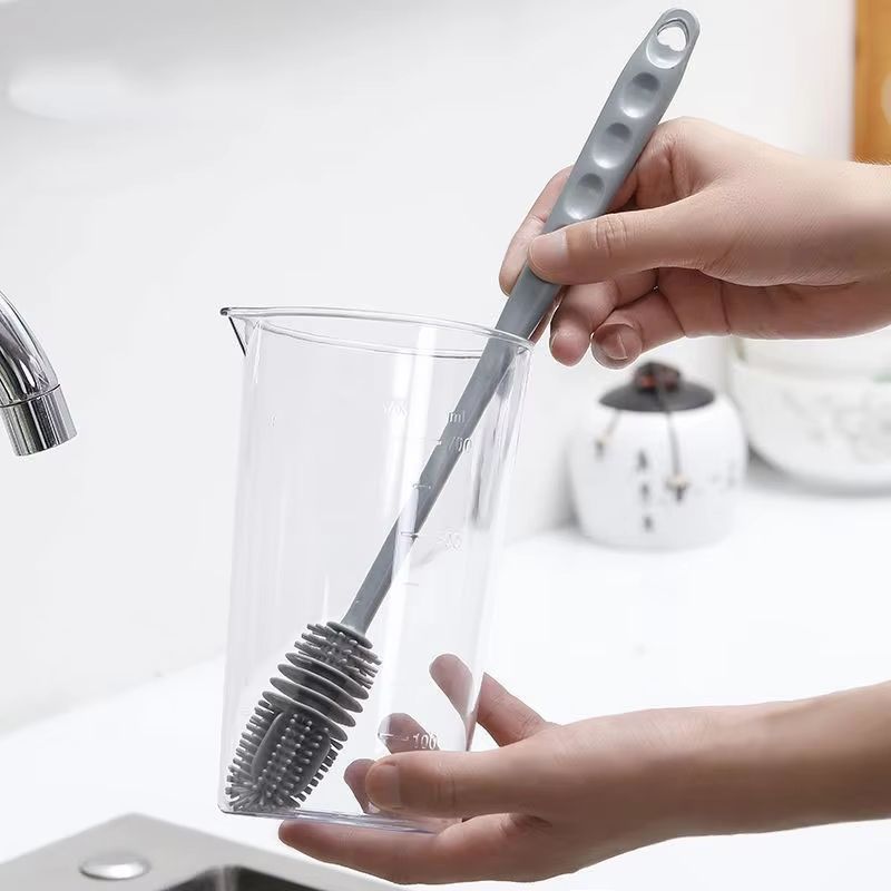 Long-Handled Silicone Cup Brush No Dead Corner Bottle Cleaner Tea Pot Tea Cup Brush for Kitchen Gadget Cleaning