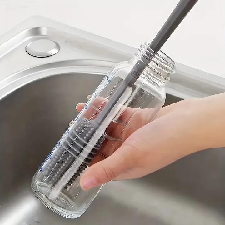 Long-Handled Silicone Cup Brush No Dead Corner Bottle Cleaner Tea Pot Tea Cup Brush for Kitchen Gadget Cleaning