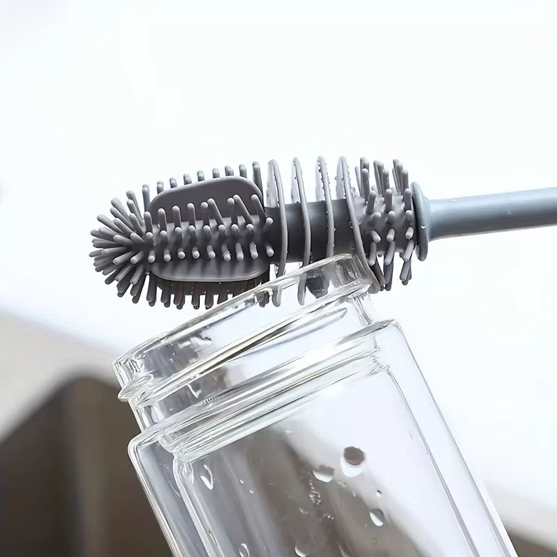Long-Handled Silicone Cup Brush No Dead Corner Bottle Cleaner Tea Pot Tea Cup Brush for Kitchen Gadget Cleaning