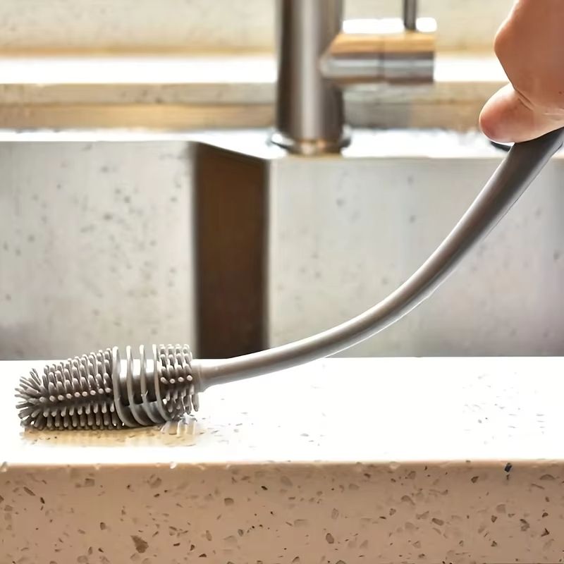 Long-Handled Silicone Cup Brush No Dead Corner Bottle Cleaner Tea Pot Tea Cup Brush for Kitchen Gadget Cleaning