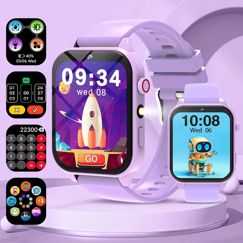 2025 New Children Smart Watch Alarm Clock LED Flashlight Waterproof Kid Watches HD Camera Take Photo Puzzle Game Smartwatch Girl