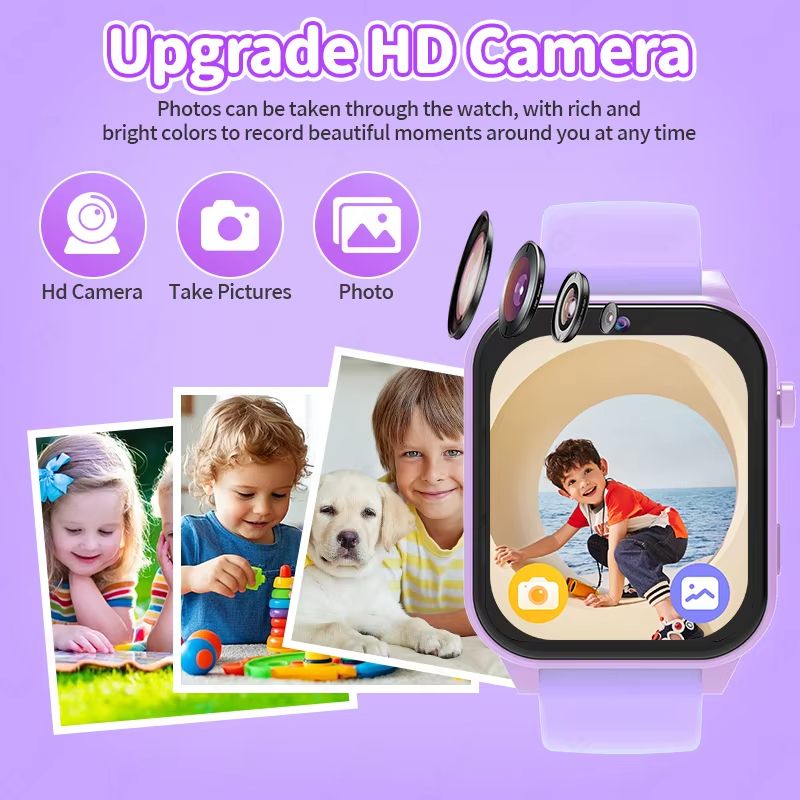 2025 New Children Smart Watch Alarm Clock LED Flashlight Waterproof Kid Watches HD Camera Take Photo Puzzle Game Smartwatch Girl