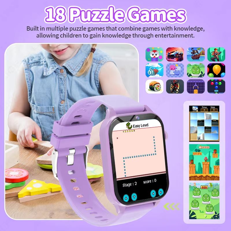 2025 New Children Smart Watch Alarm Clock LED Flashlight Waterproof Kid Watches HD Camera Take Photo Puzzle Game Smartwatch Girl