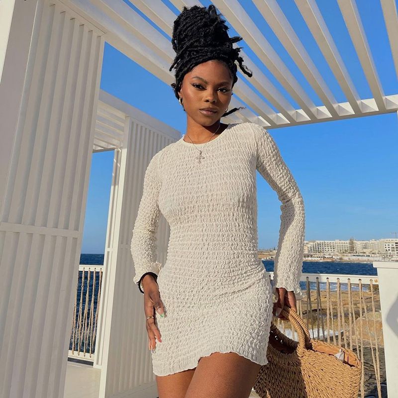 New Arrival Backless Bodycon Dress Lace-up Casual Short Dresses Women Autumn Long Sleeve Dress for Women