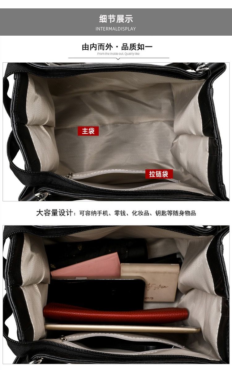 Cross-border soft leather large-capacity tote bag for women, retro work commutes single shoulder bag with light luxury texture and underarm carry bag