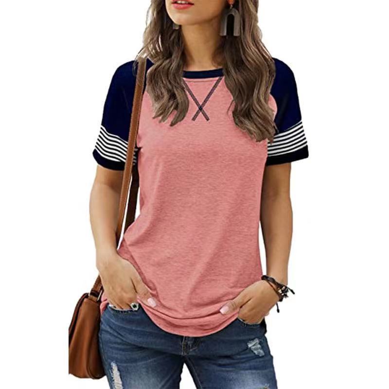 American hip-hop street striped pink jersey for sports men and women, loose casual couple, summer short sleeved T-shirt 507 gray M