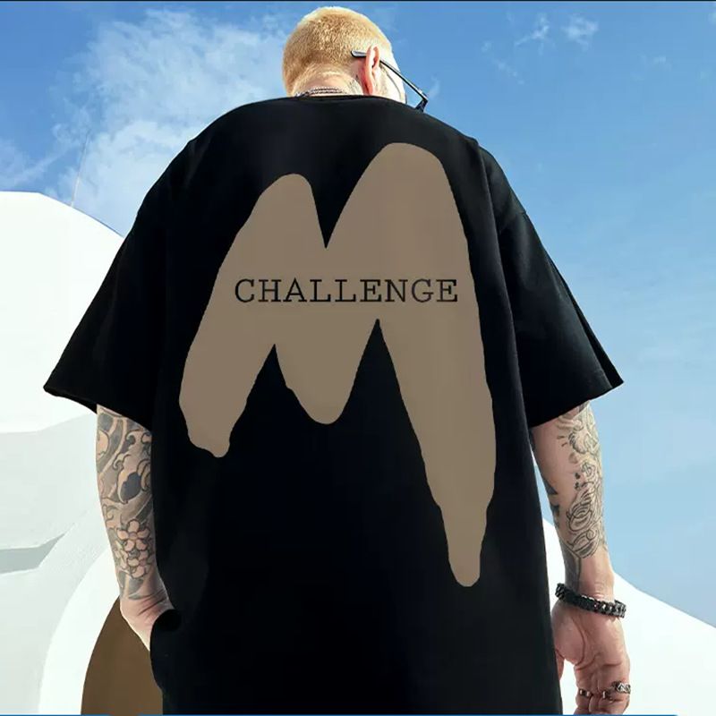 American fashion brand short sleeved men's T-shirt loose plus plus fat oversized summer new five quarter sleeve