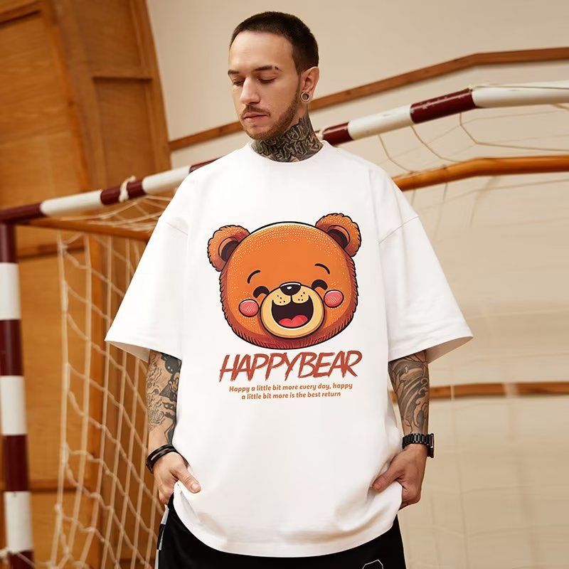 American fashion brand short sleeved men's T-shirt loose plus plus fat oversized summer new five quarter sleeve