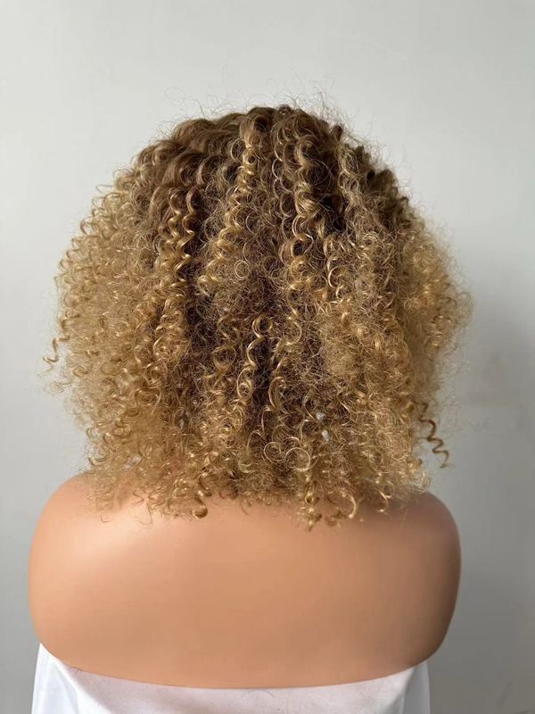 Short Curly Wig for Black Women Afro Kinky Curly Synthetic Wig With Bangs Head Cover As picture 220g