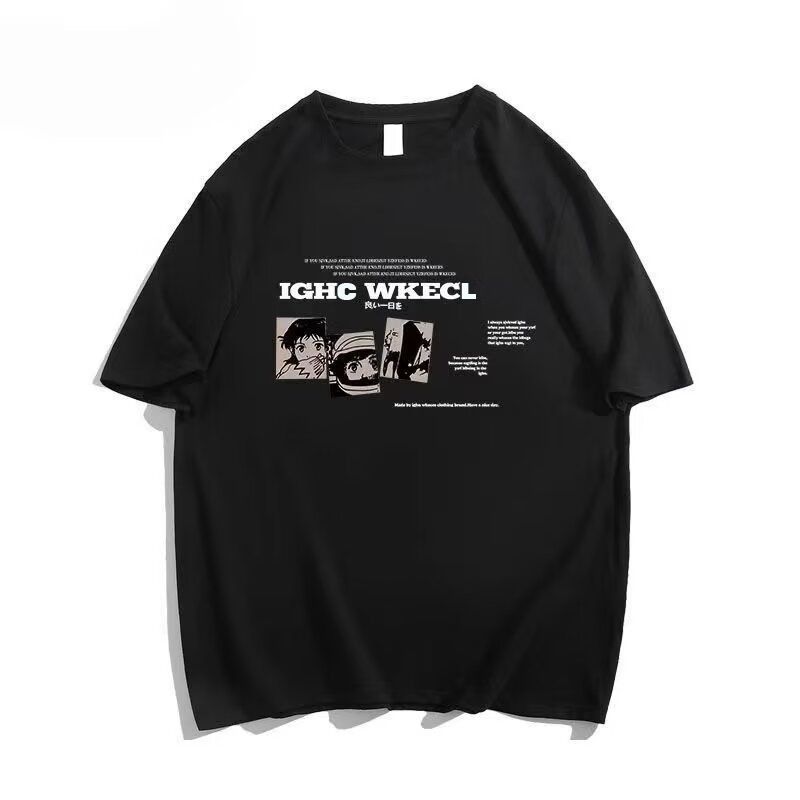 Heavy duty pure cotton retro red short sleeved T-shirt for men in summer, new American fashion brand versatile printed loose clothes for men white S