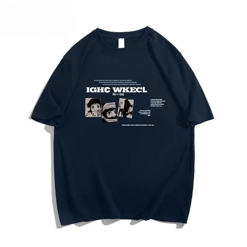 Heavy duty pure cotton retro red short sleeved T-shirt for men in summer, new American fashion brand versatile printed loose clothes for men white S