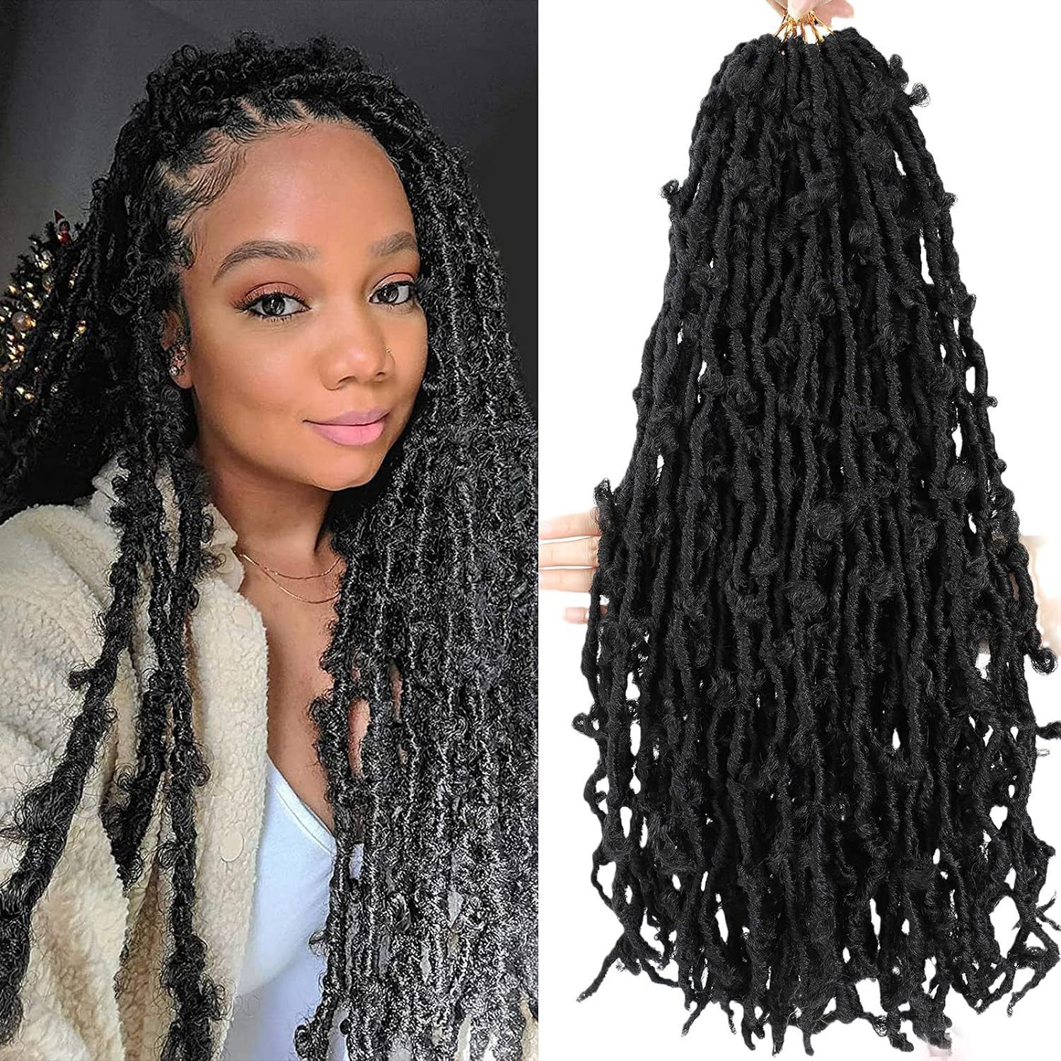 Long Curly Hair Butterfly Locs Crochet Hair Goddess Dirty Braids Synthetic hair Wig