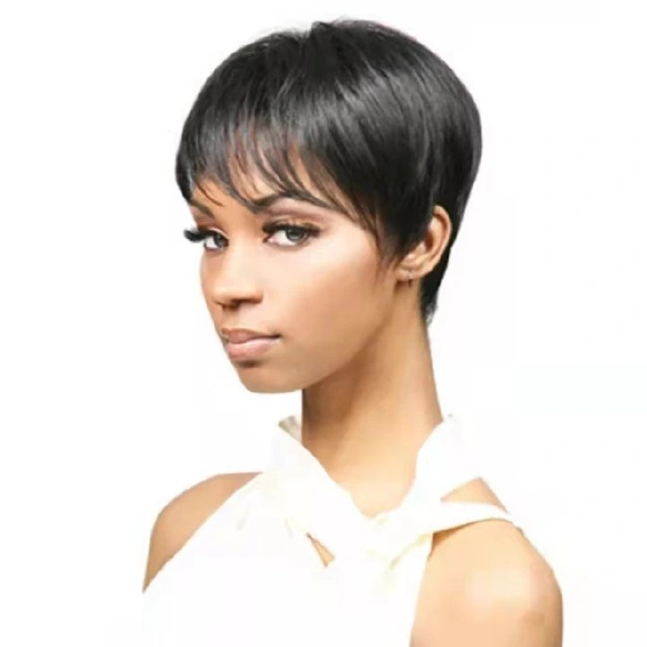 Female Black Short Pixie Cut Straight Curly Hair Synthetic Wigs For Women Gift
