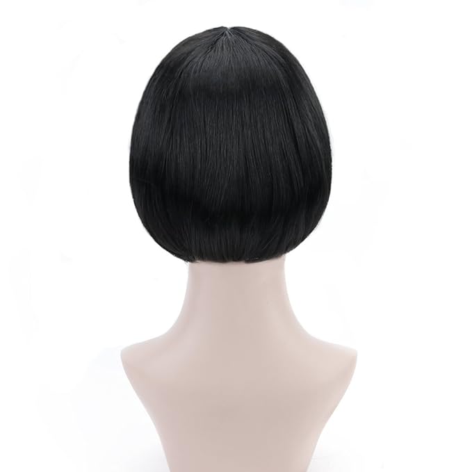 Black Short Bob Flapper Cosplay Wig-Synthetic Costume Women's Natural Looking Halloween Party Christmas Bangs Wigs