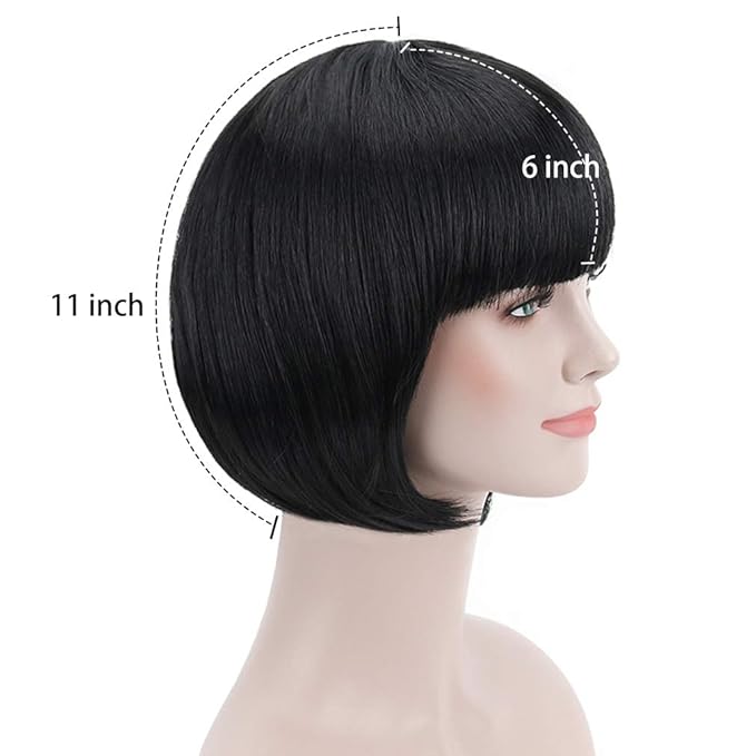 Black Short Bob Flapper Cosplay Wig-Synthetic Costume Women's Natural Looking Halloween Party Christmas Bangs Wigs
