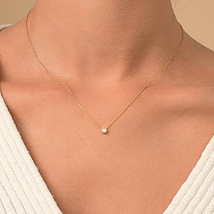 S925 sterling silver plated with 14K gold, one carat four claw single diamond, super sparkling temperament, Japanese and Korean light luxury collarbone chain, neck chain for women golden 925 silver