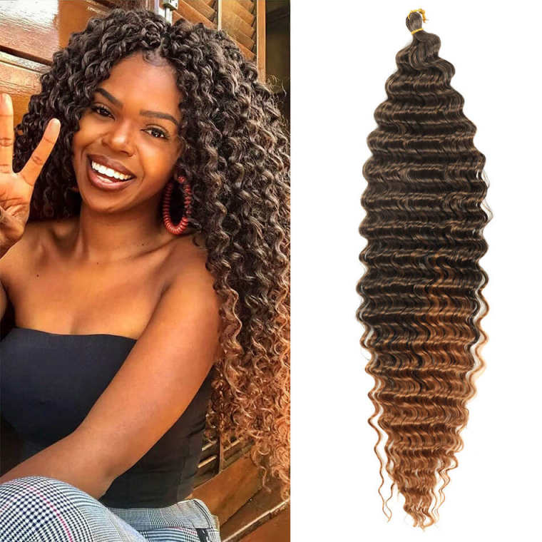 Synthetic Deep Wave Curly Crochet Twist Hair 32inch/80cm Braiding Hair Afro Curls 1Bundle/Lot Ombre Braid Hair Extensions Hair
