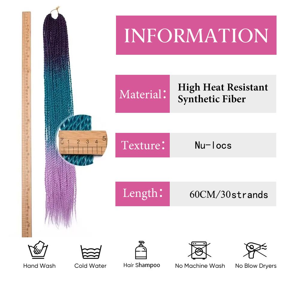 30 Pieces Color Gradient Dreadlock Crochet Hair Braids Extensions Small Braids Ponytail Wig African Women Wigs