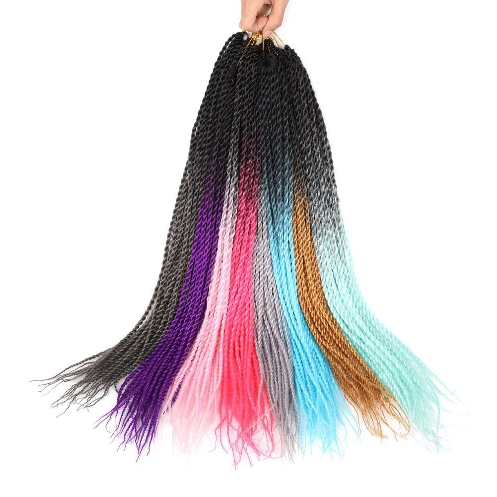 30 Pieces Color Gradient Dreadlock Crochet Hair Braids Extensions Small Braids Ponytail Wig African Women Wigs