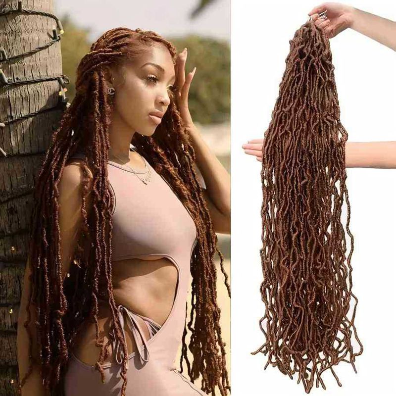 African Dreadlocks Single Weft Synthetic Hair Extension Soft Faux Locs Crochet Hair Pre-Looped Braiding Hair