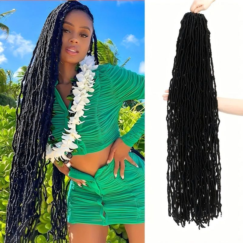 African Dreadlocks Single Weft Synthetic Hair Extension Soft Faux Locs Crochet Hair Pre-Looped Braiding Hair