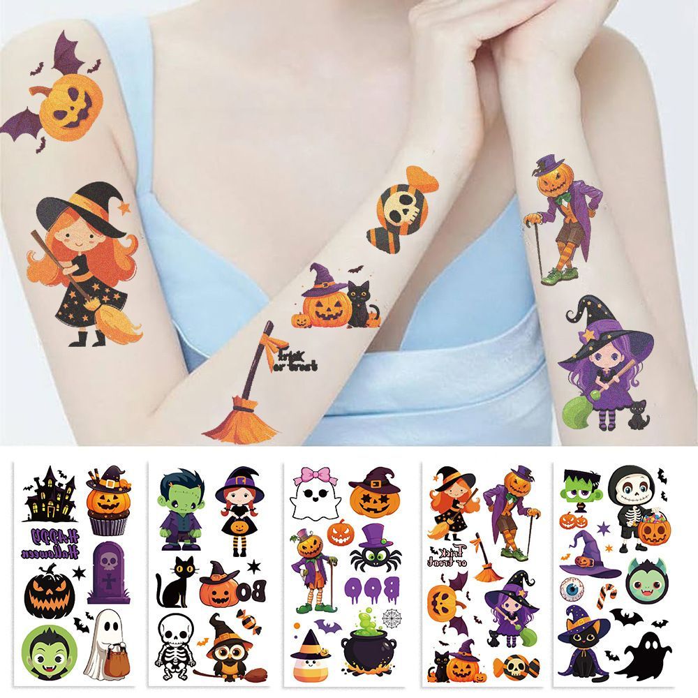 Halloween Temporary Tattoos Stickers for Kids Funny Halloween Themed 96PCS Birthday Party Supplies Favors Funny Cool Super Cute Fake Tattoos Party Decorations Boys Girls School Rewards Gifts