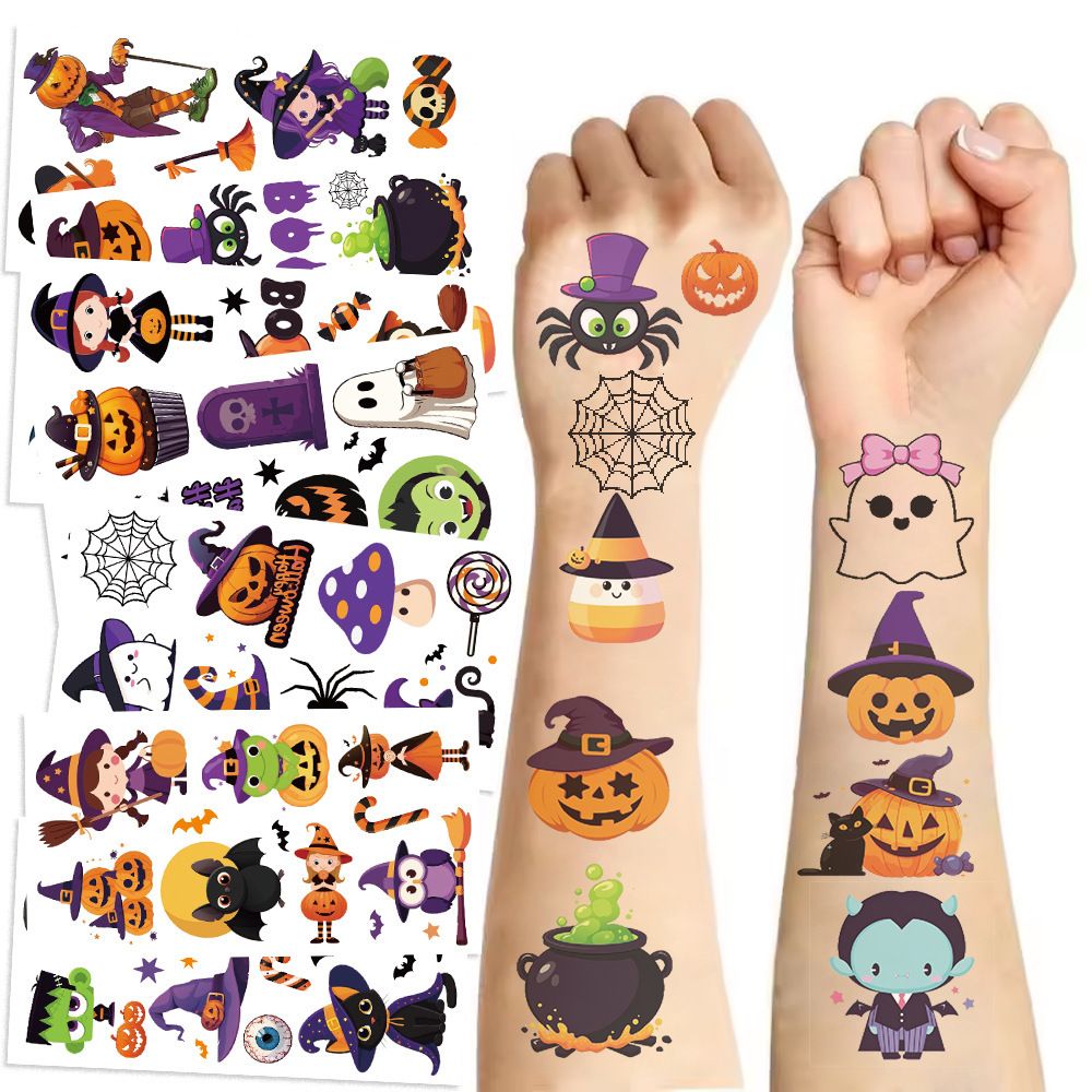 Halloween Temporary Tattoos Stickers for Kids Funny Halloween Themed 96PCS Birthday Party Supplies Favors Funny Cool Super Cute Fake Tattoos Party Decorations Boys Girls School Rewards Gifts