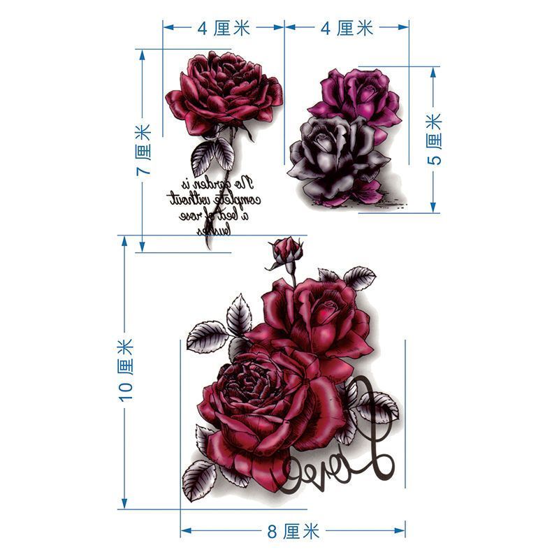 8Pcs 3D RosesTattoo Stickers Temporary Tattoos for women and men waterproof long lasting