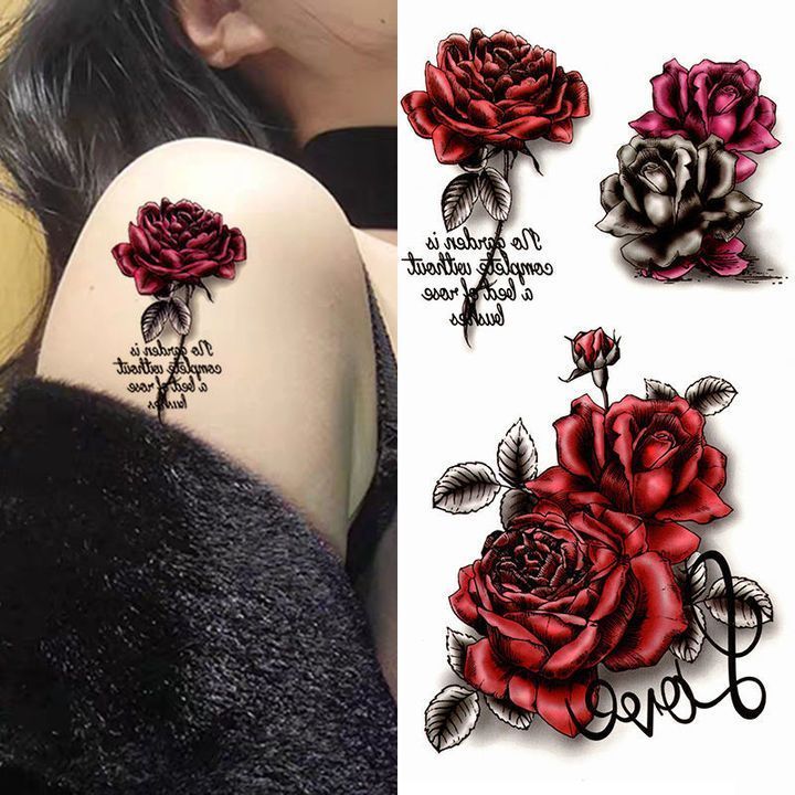 8Pcs 3D RosesTattoo Stickers Temporary Tattoos for women and men waterproof long lasting
