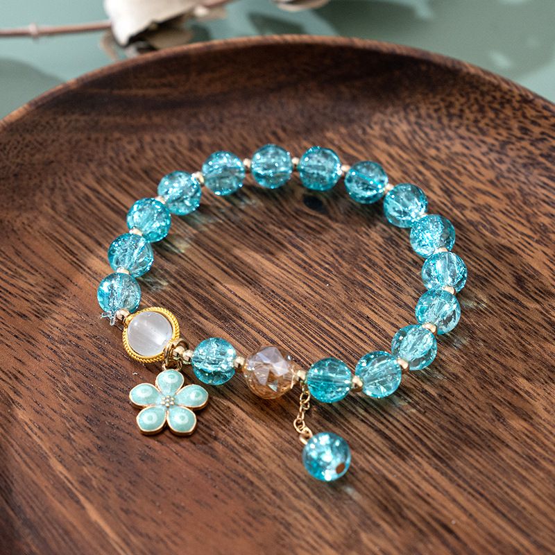 4*PC Fashion Firecracker Crystal Flower Bracelet China-Chic Moonlight Stone Tassel Colorful Flower Hand String Scenic Spot Hot Selling Jewelry Gift red AS PICTURE