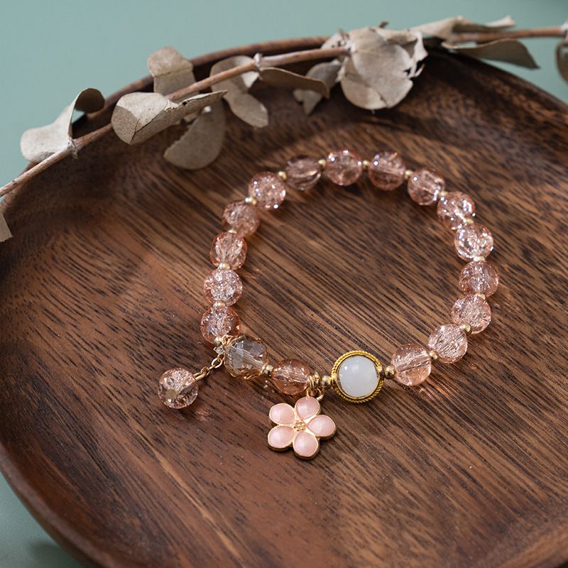 4*PC Fashion Firecracker Crystal Flower Bracelet China-Chic Moonlight Stone Tassel Colorful Flower Hand String Scenic Spot Hot Selling Jewelry Gift red AS PICTURE