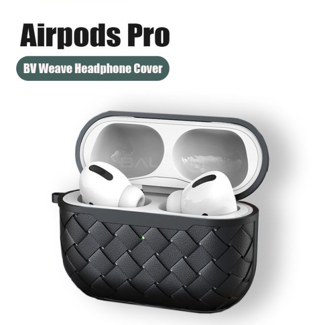 Breathable Weaving Leather Earphone Case For Apple AirPods Pro 1 2 Soft Silicone Cover Bluetooth Headset Protective Charging Bag Black for airpods