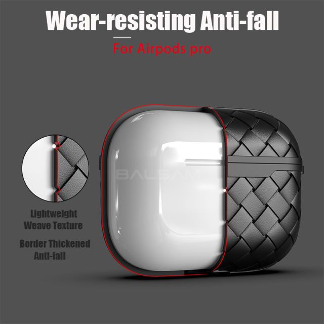 Breathable Weaving Leather Earphone Case For Apple AirPods Pro 1 2 Soft Silicone Cover Bluetooth Headset Protective Charging Bag Black for airpods