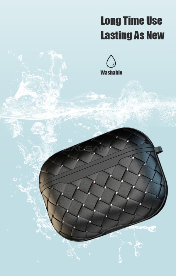 Breathable Weaving Leather Earphone Case For Apple AirPods Pro 1 2 Soft Silicone Cover Bluetooth Headset Protective Charging Bag Black for airpods