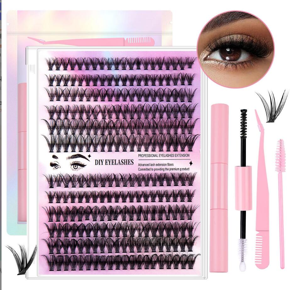 DIY Eyelash Set 240pcs Individual Lashes Cluster D Curl, 9-16mm Mix Lash Clusters with Lash Bond,Seal and Lash Applicator Tool
