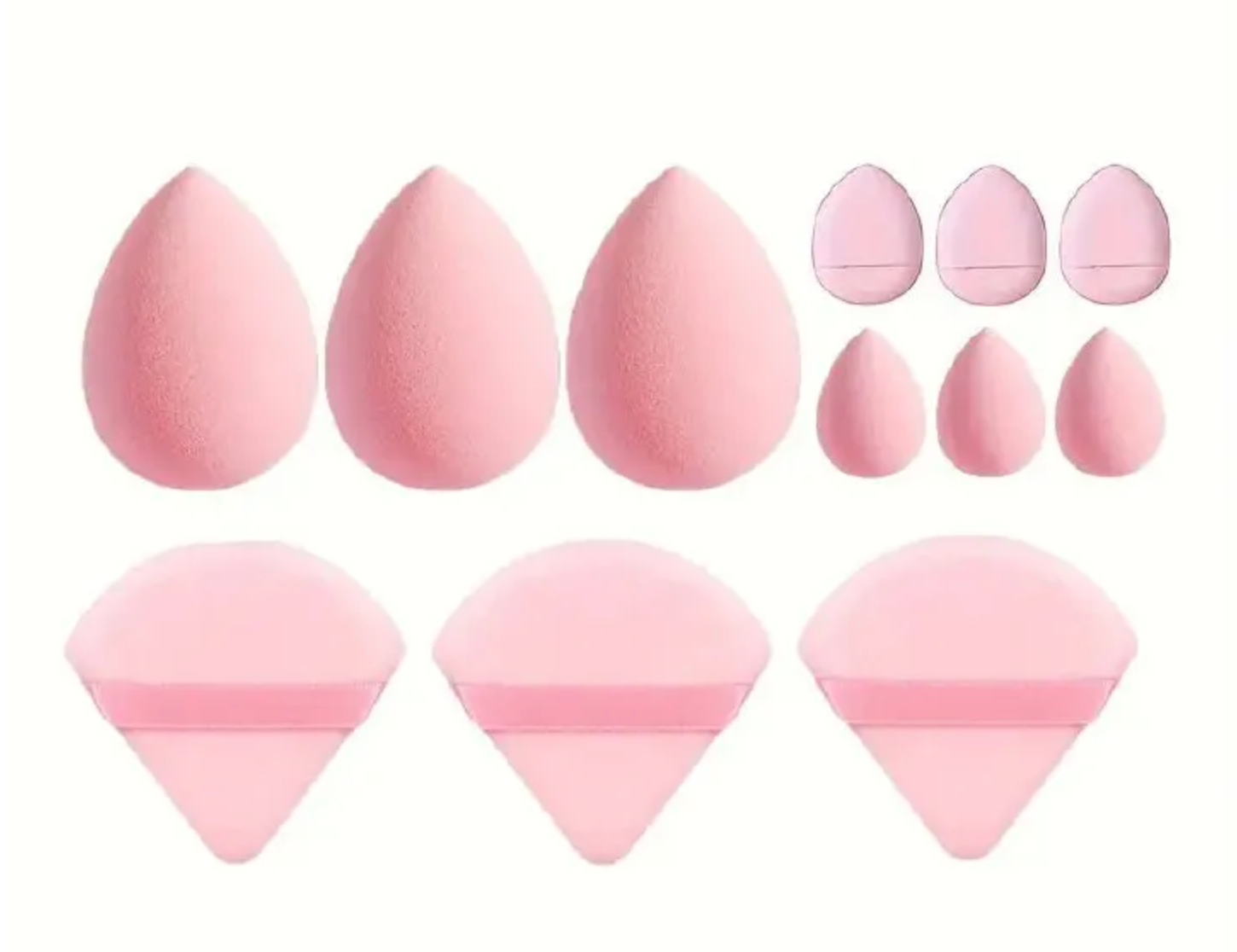 12pcs Makeup Puff Kit Blending Sponge Triangle Powder Puff Finger Air Puff For Flawless Make Up Beauty Tool Facial Tool Pink 12pcs