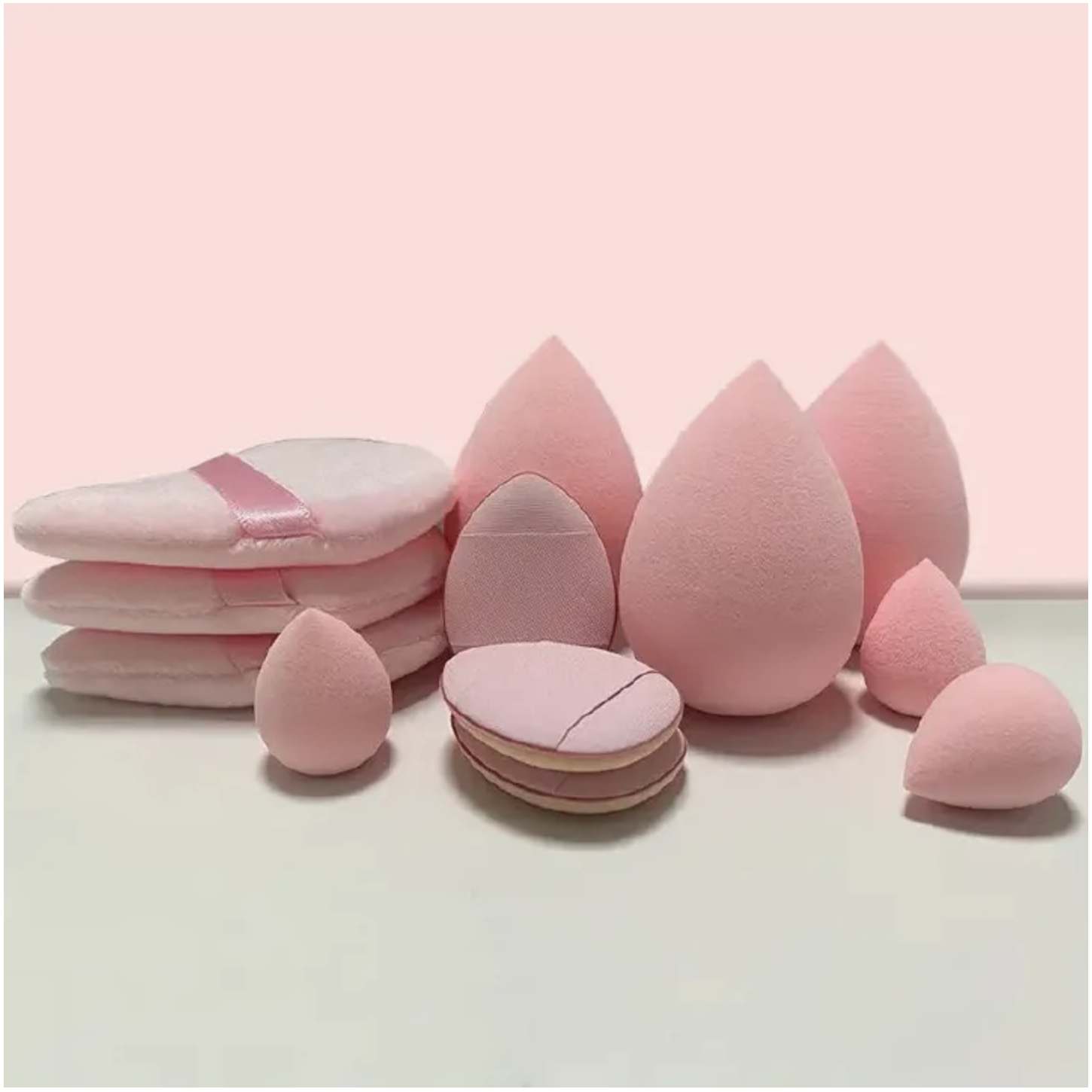 12pcs Makeup Puff Kit Blending Sponge Triangle Powder Puff Finger Air Puff For Flawless Make Up Beauty Tool Facial Tool Pink 12pcs