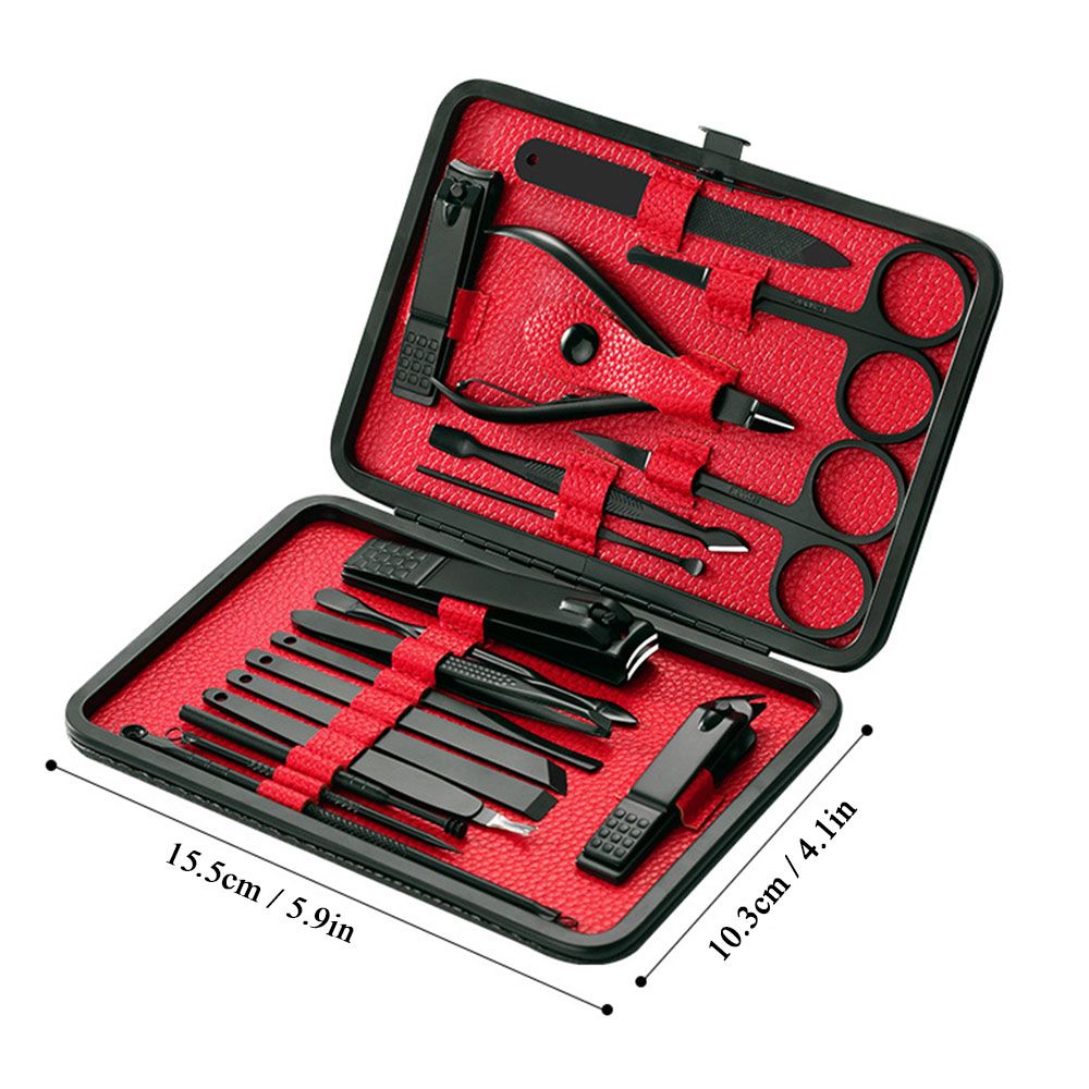 18Pcs Manicure Set Professional Nail Clipper Kit Utility Pedicure Scissors Tweezer Knife Ear Pick Nails Art Tools Sets With Case