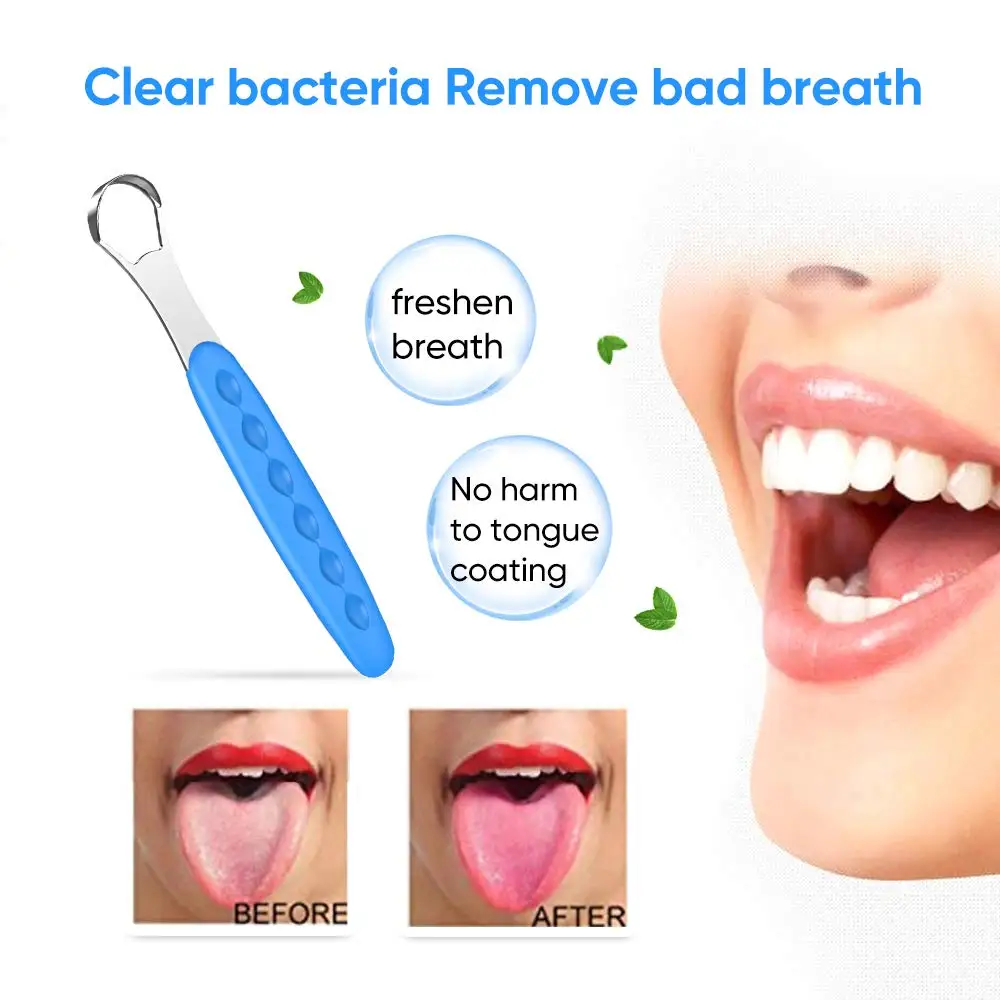 1pc Stainless Steel Tongue Scraper Cleaner for Oral Hygiene Tounge Scrapper Brush Remove Halitosis Tongue Coating